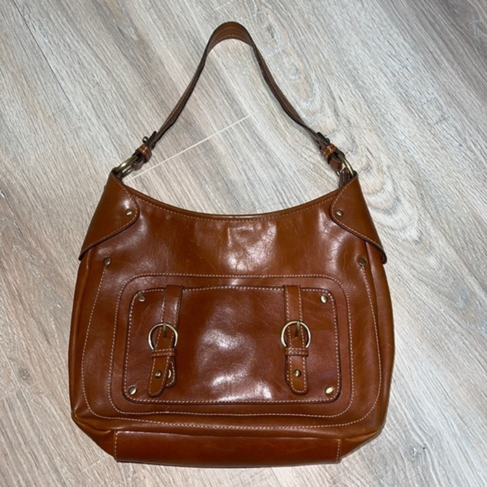 Leather looking‎ handbag brown